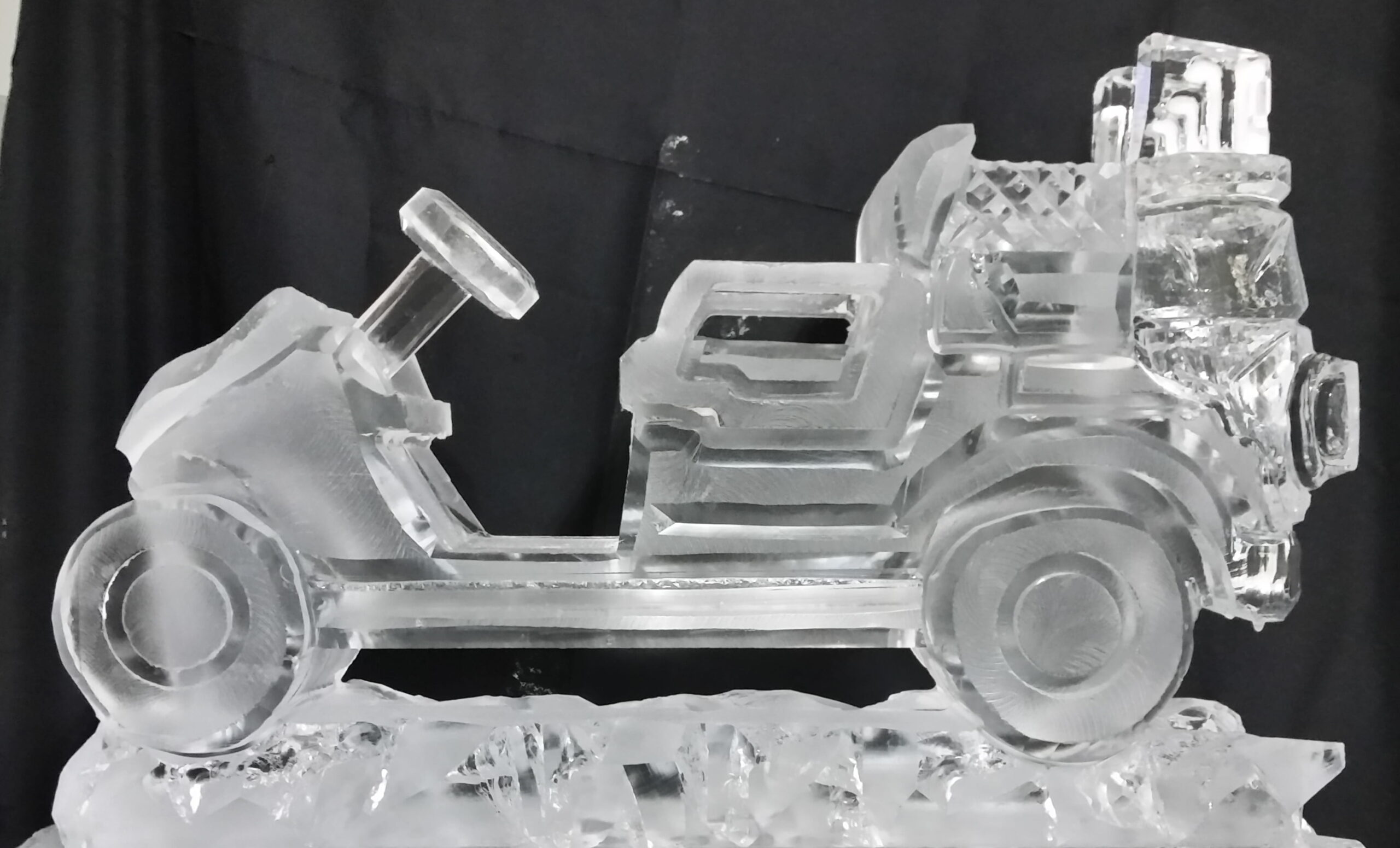 Vintage train ice sculpture centerpiece