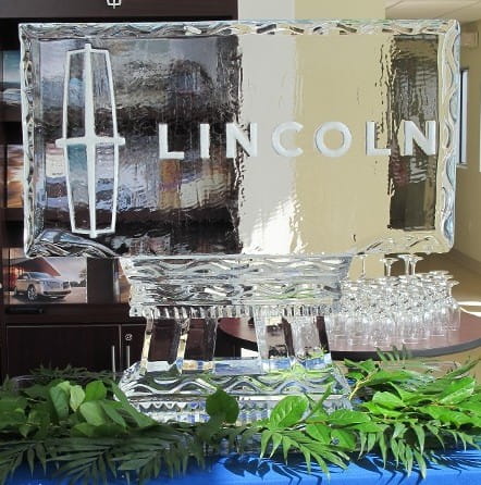 Lincoln luxury automotive brand text logo custom ice carving