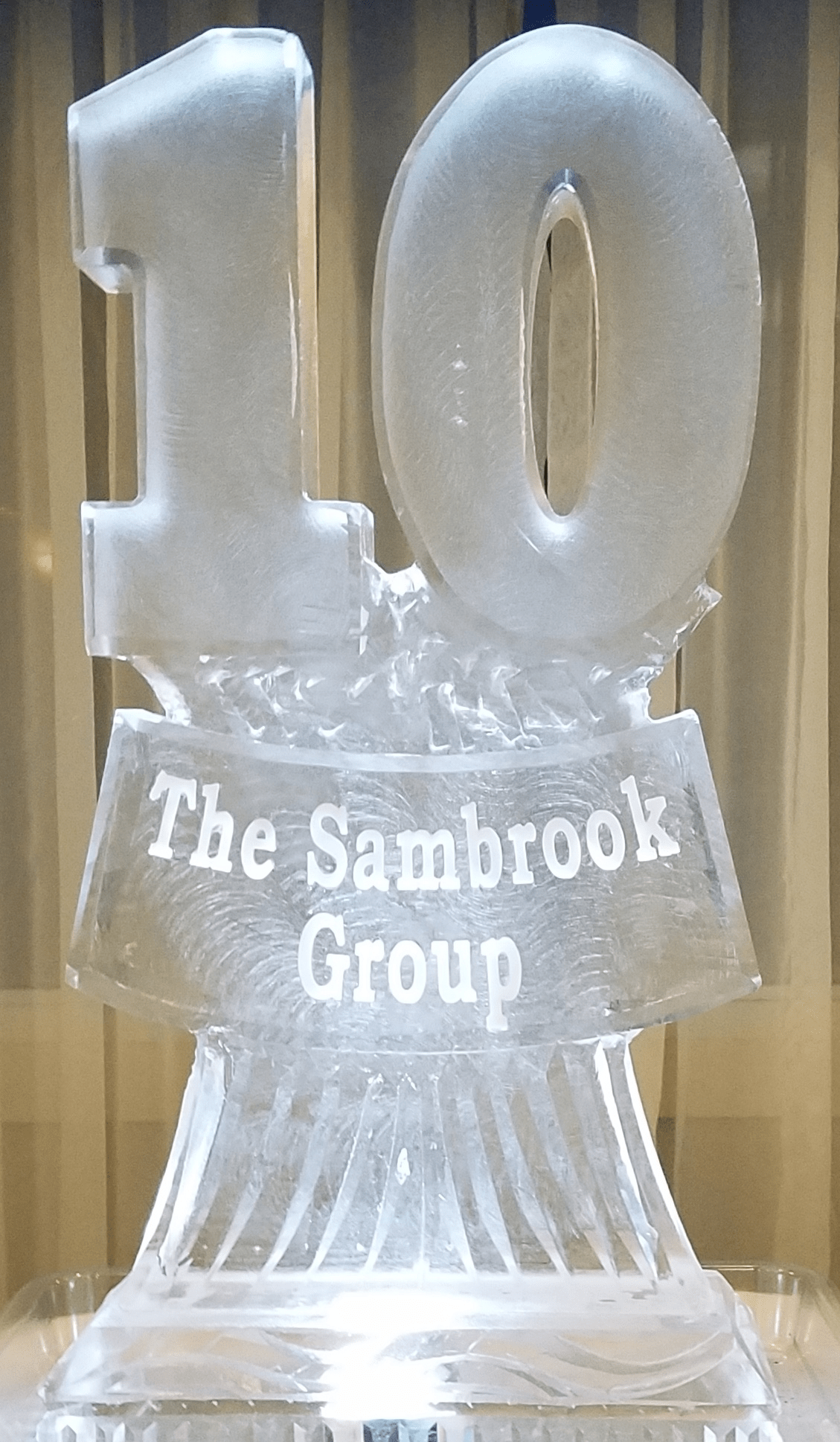 Sambrook Camp number 10 anniversary ice sculpture