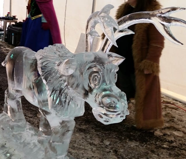 Ram head ice sculpture