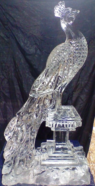 High-heel shoe ice sculpture with elegant carved design