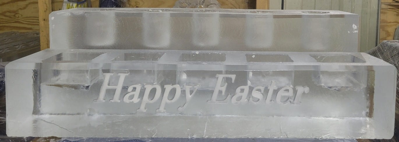 Happy Easter engraved ice sculpture sign