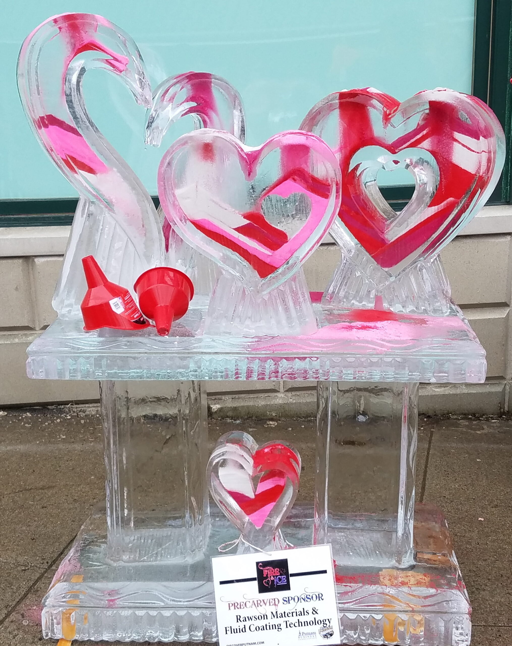 Valentine's Day heart ice sculpture centerpiece