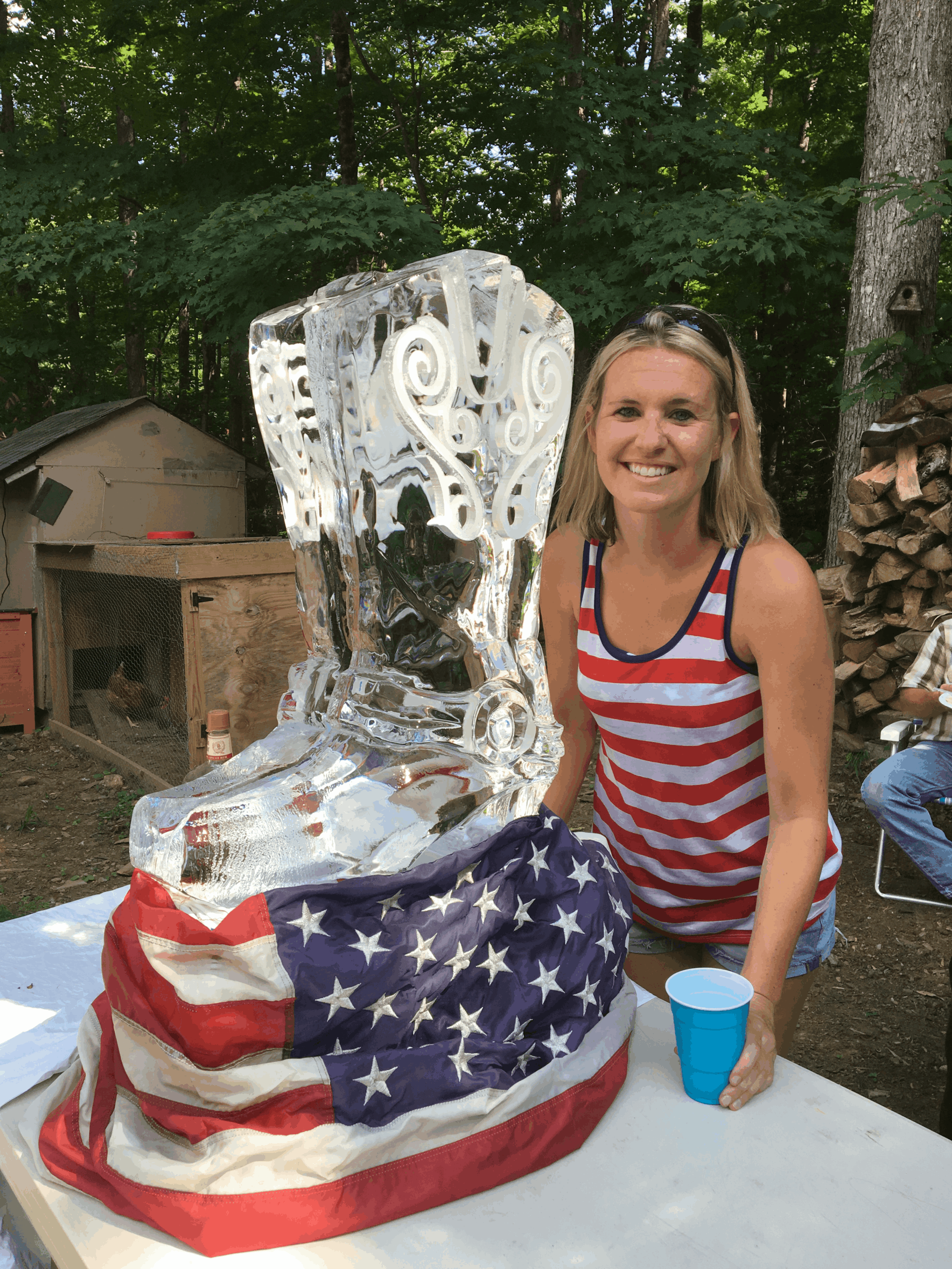 Personalized ice sculpture with event guest