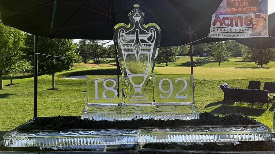 1892 commemorative engraved ice sculpture