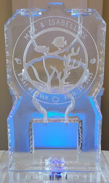 Deer emblem engraved ice sculpture