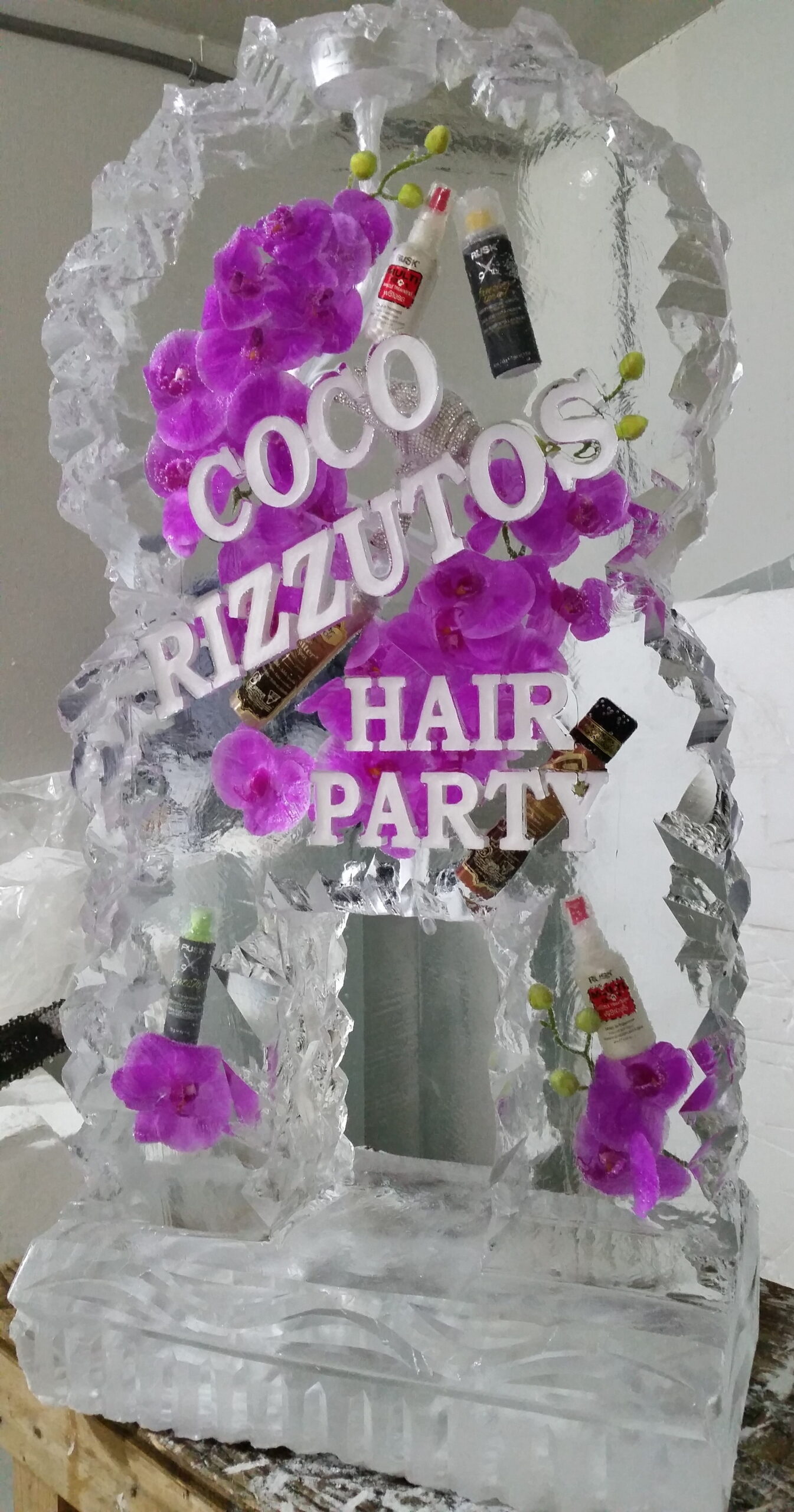GCA branded ice sculpture display