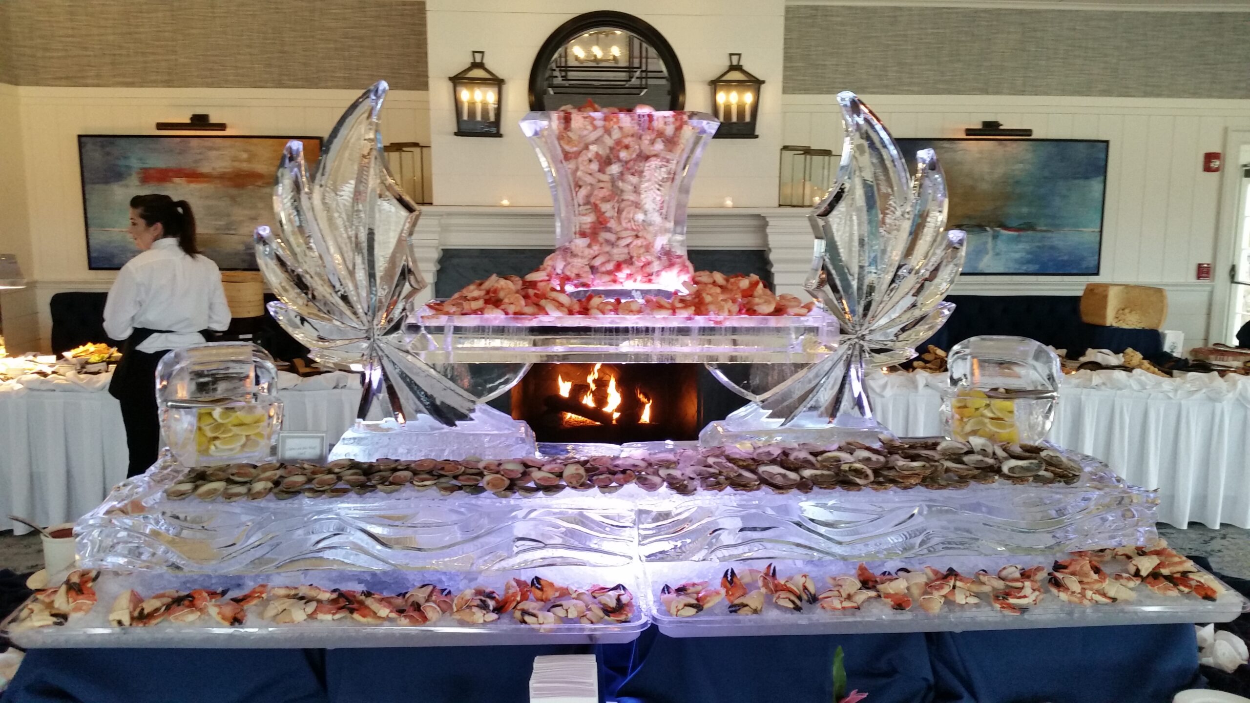 Decorative illuminated ice fountain centerpiece