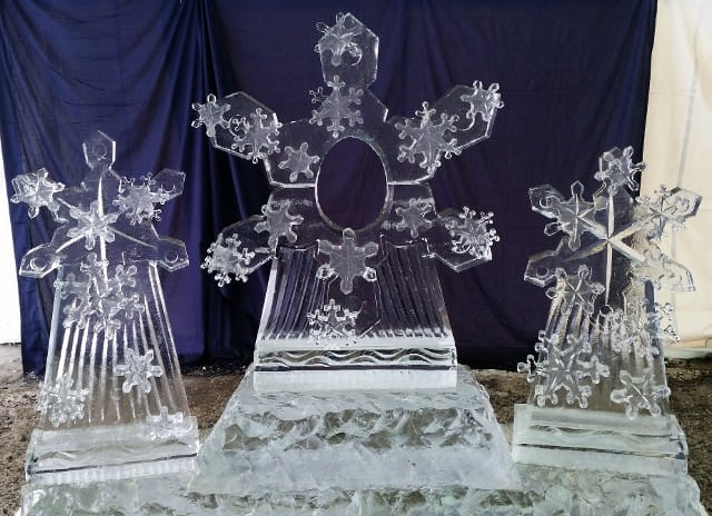 Decorative snowflake ice sculpture