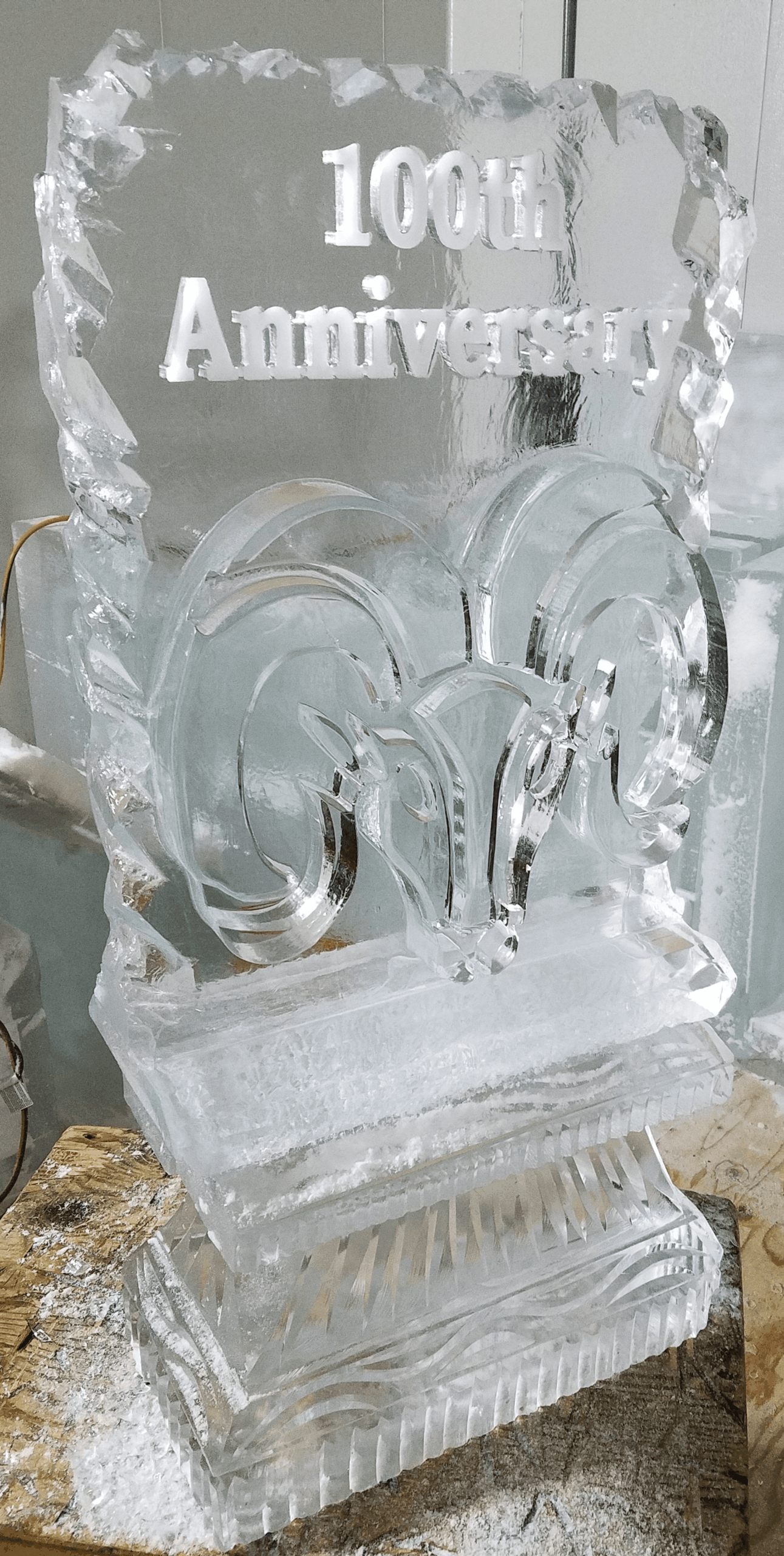 Interlocking rings ice sculpture for celebration