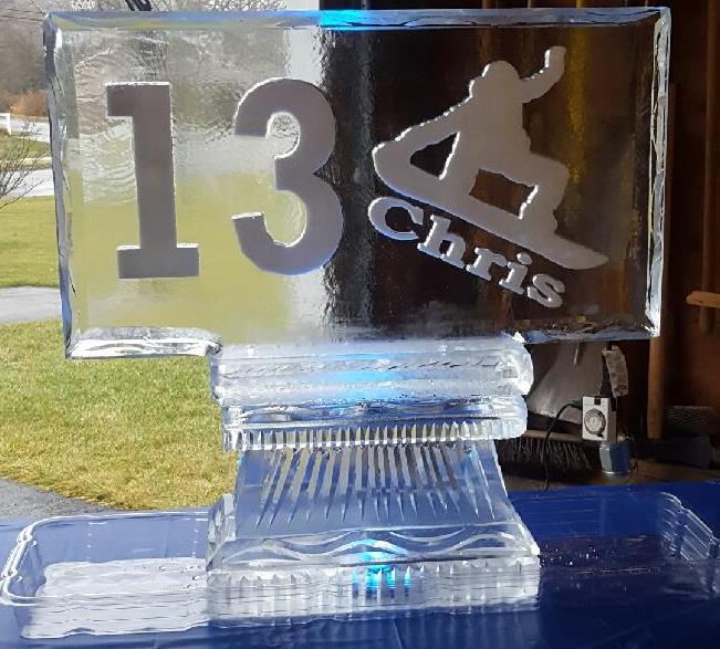 134 Cheers engraved celebration ice sculpture