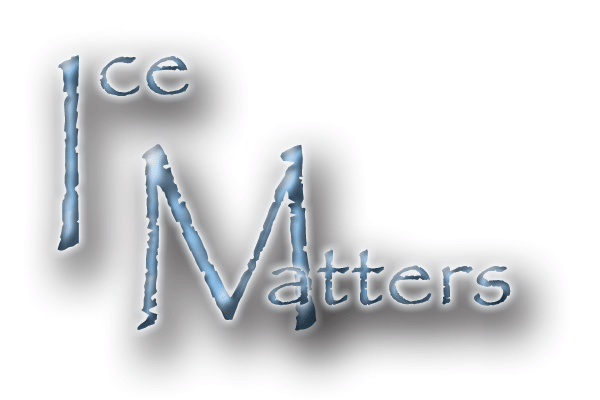 Modern ICE MATTERS stylized corporate brand logo text graphics