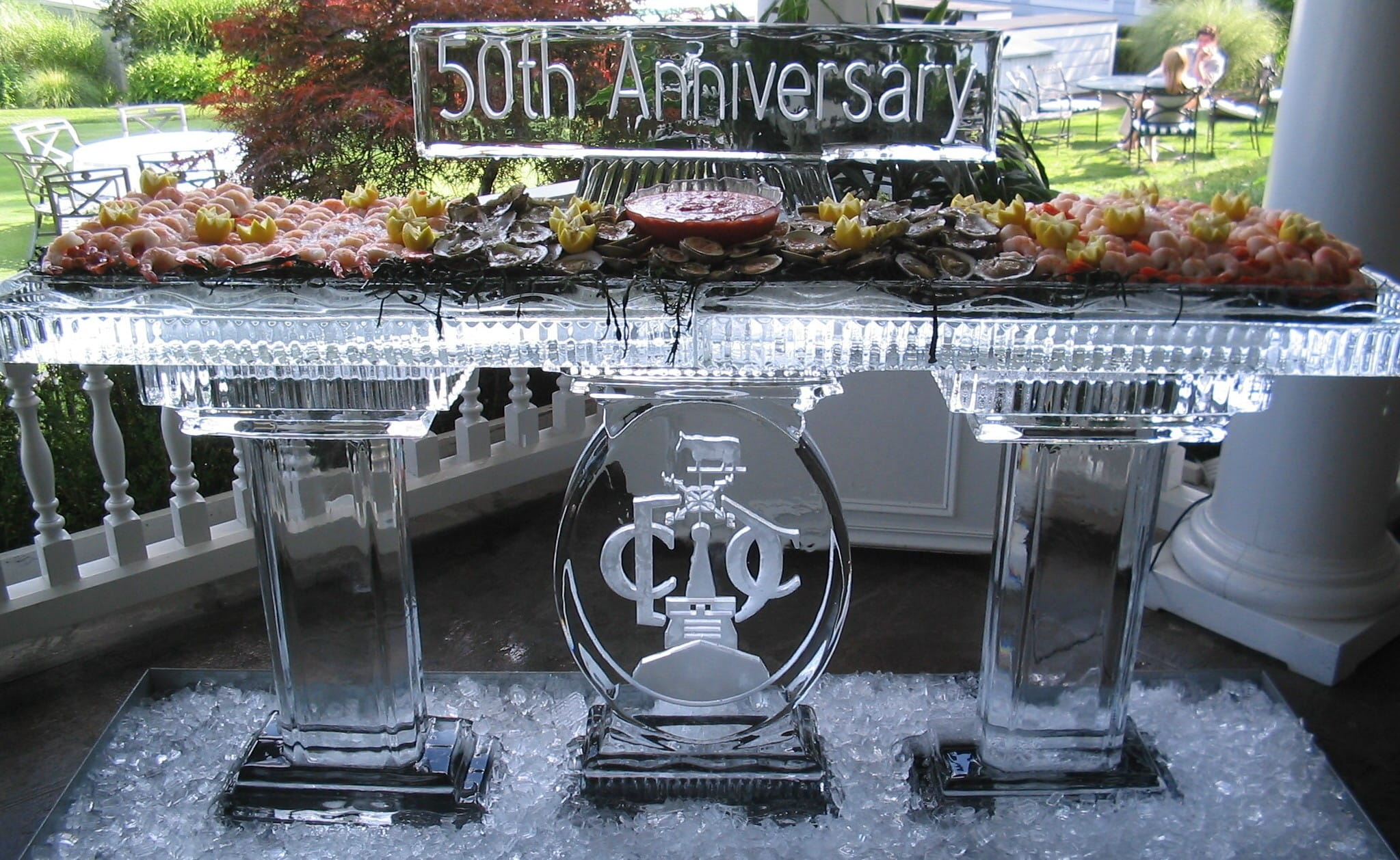 50th anniversary custom engraved ice sculpture