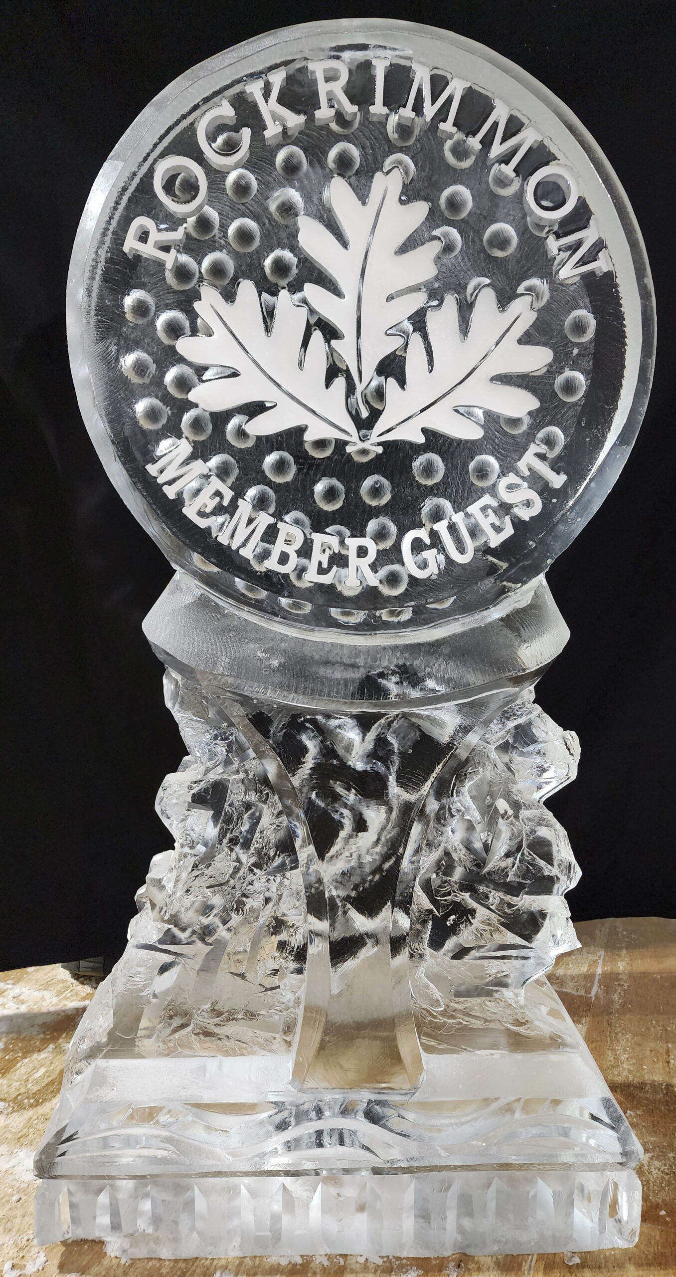 Remember Guests engraved ice sculpture
