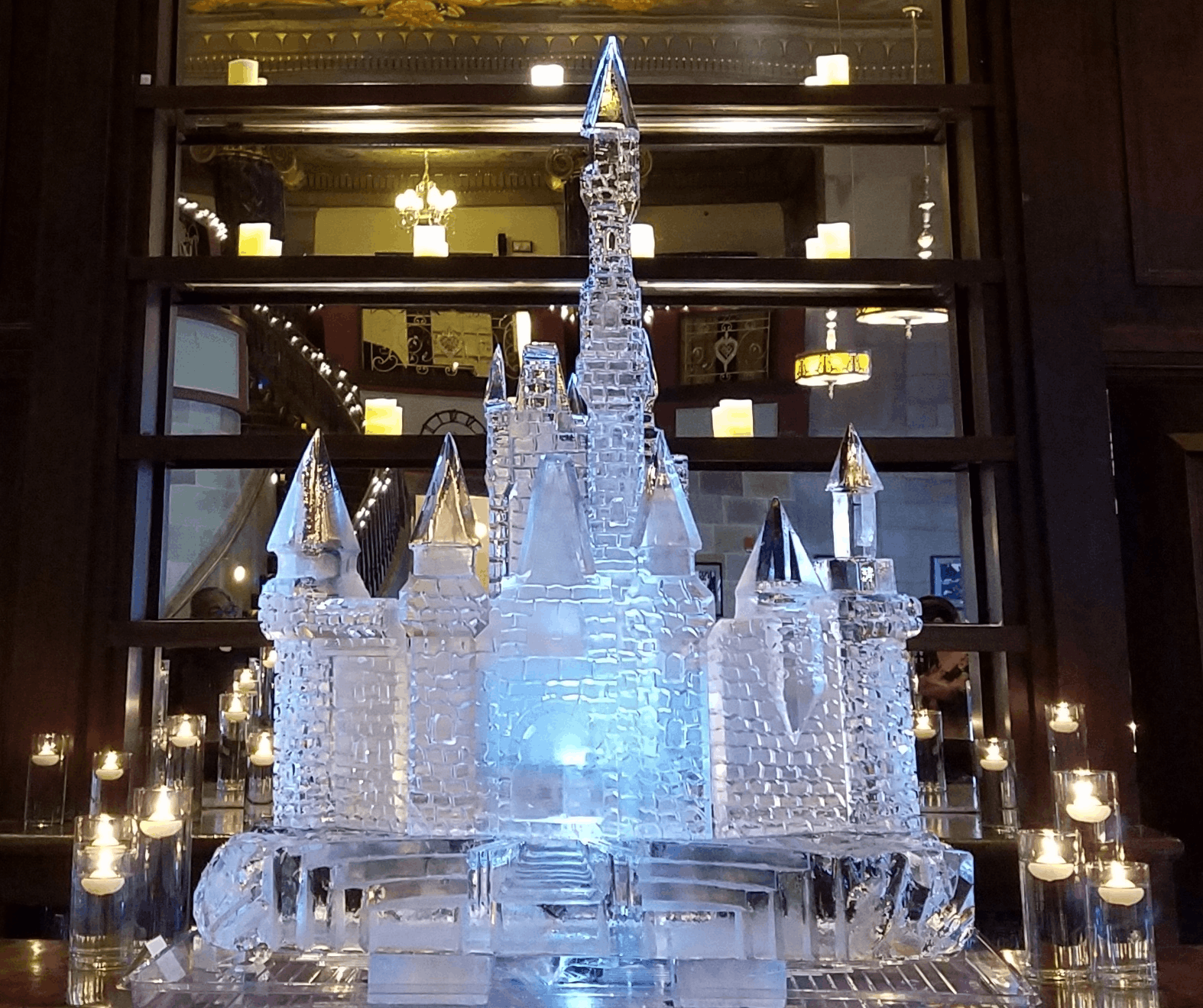 Castle ice sculpture centerpiece