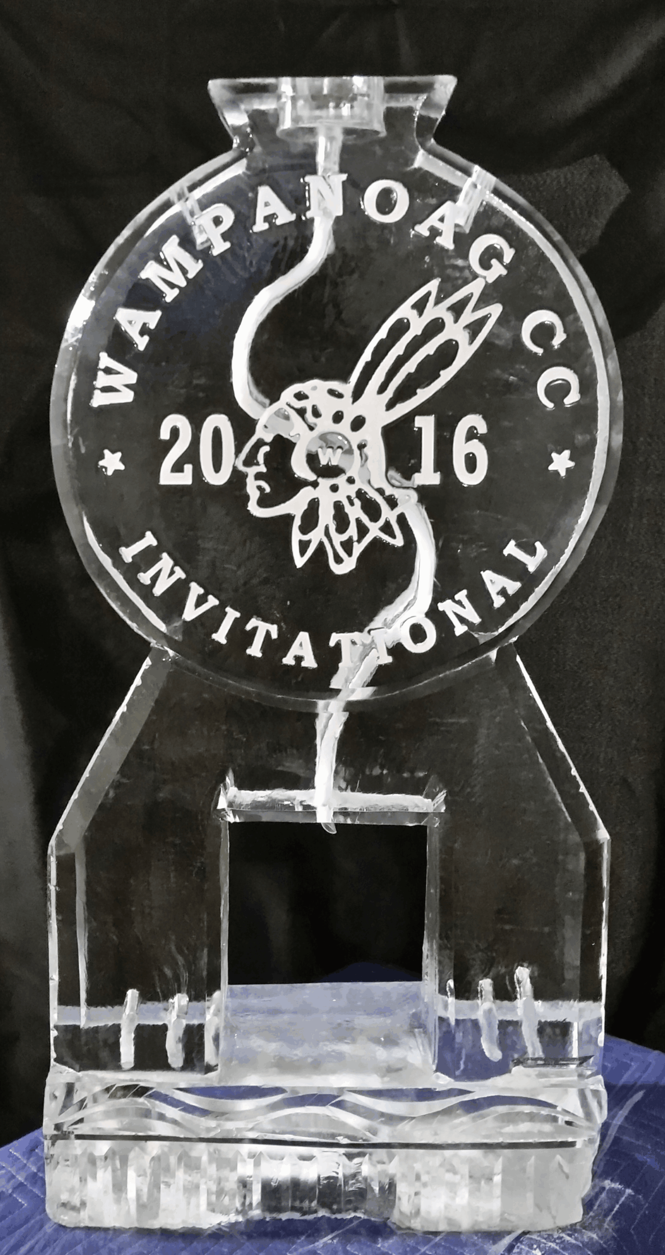 Invitational event clock-themed ice sculpture