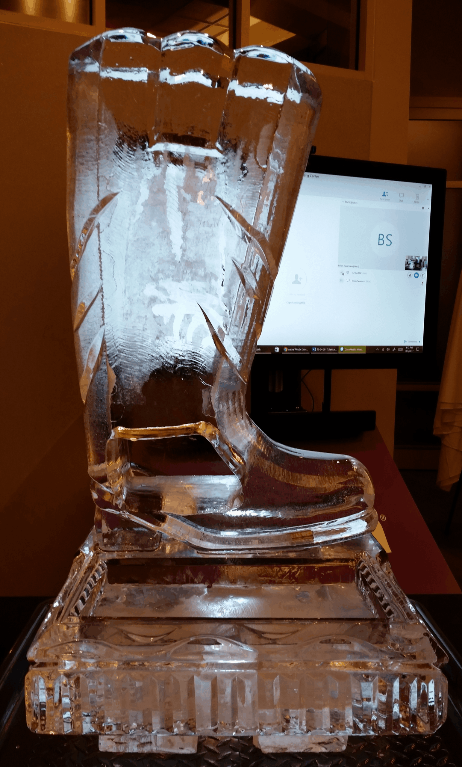 Elegant dolphin ice sculpture