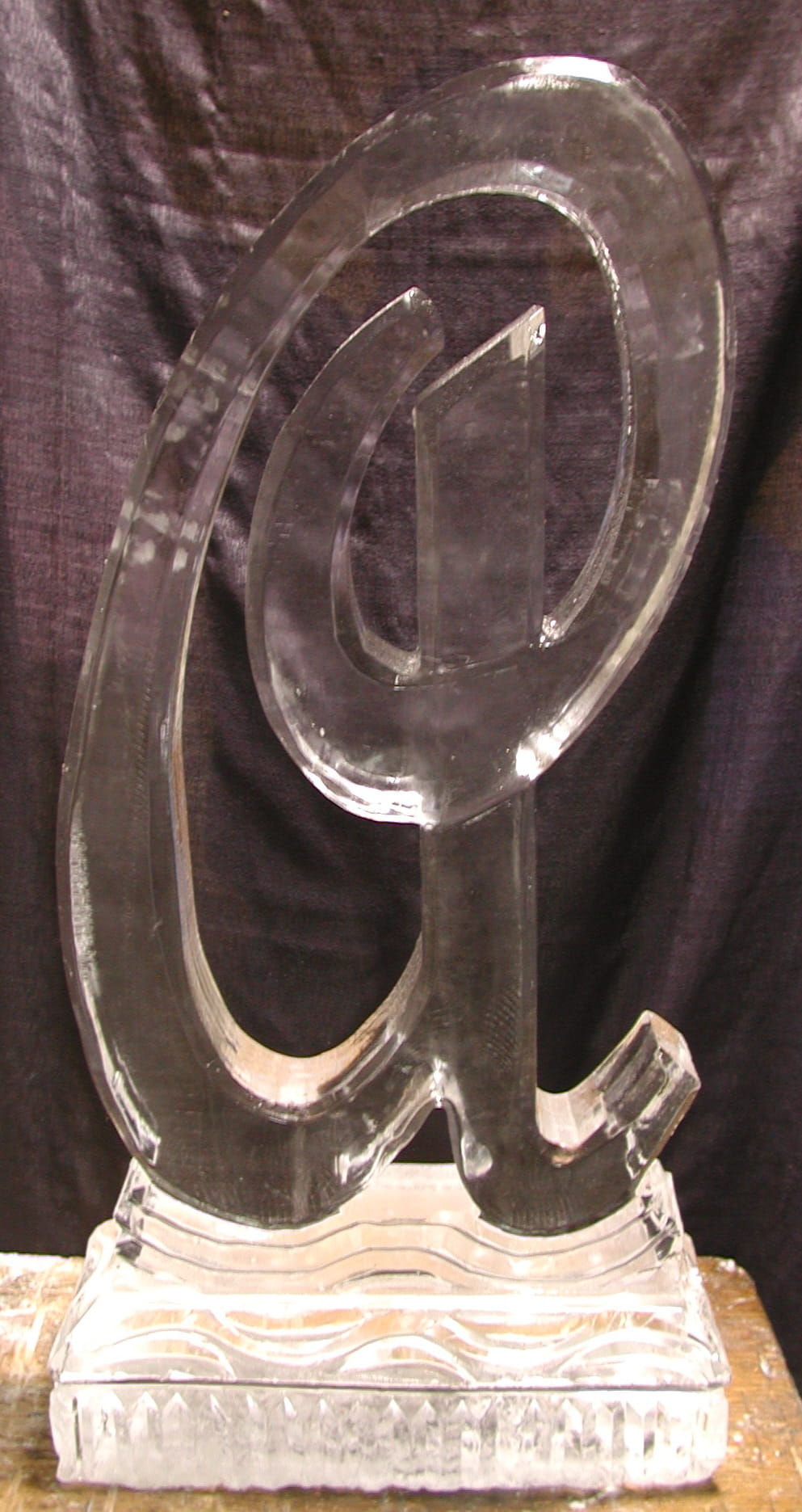 Elegant champagne flute ice sculpture