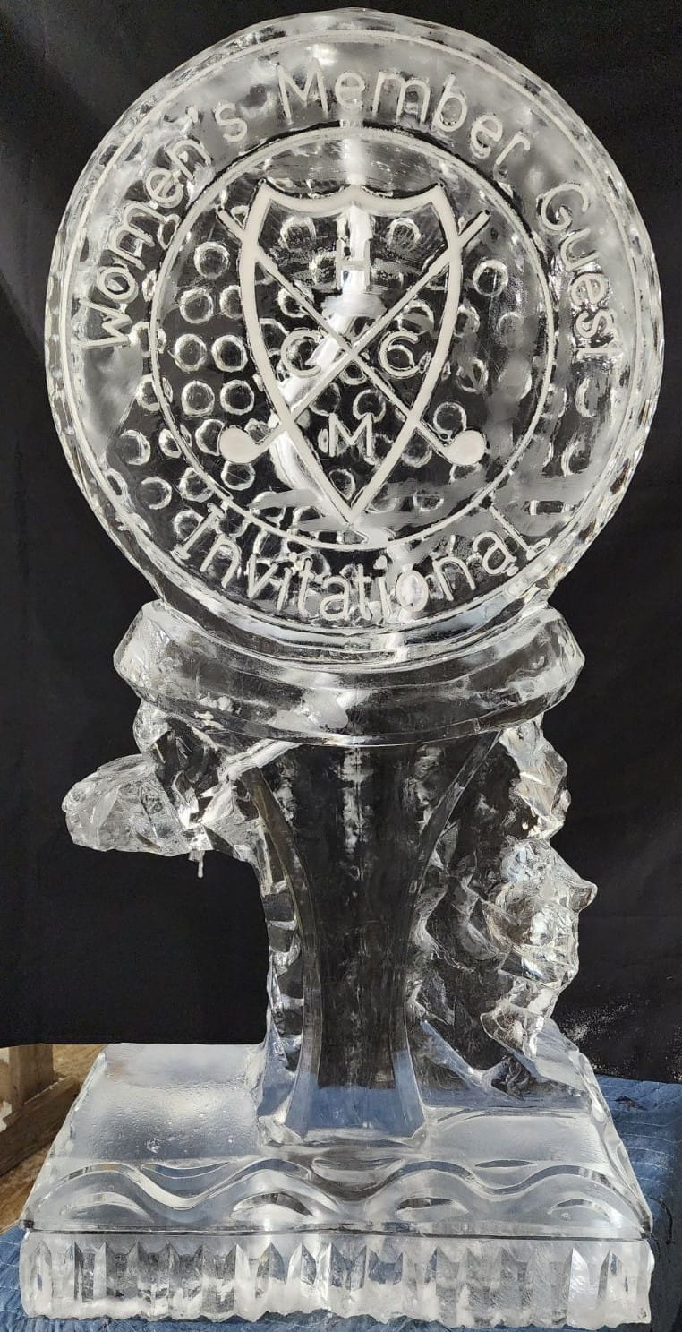 Decorative engraved commemorative ice sculpture