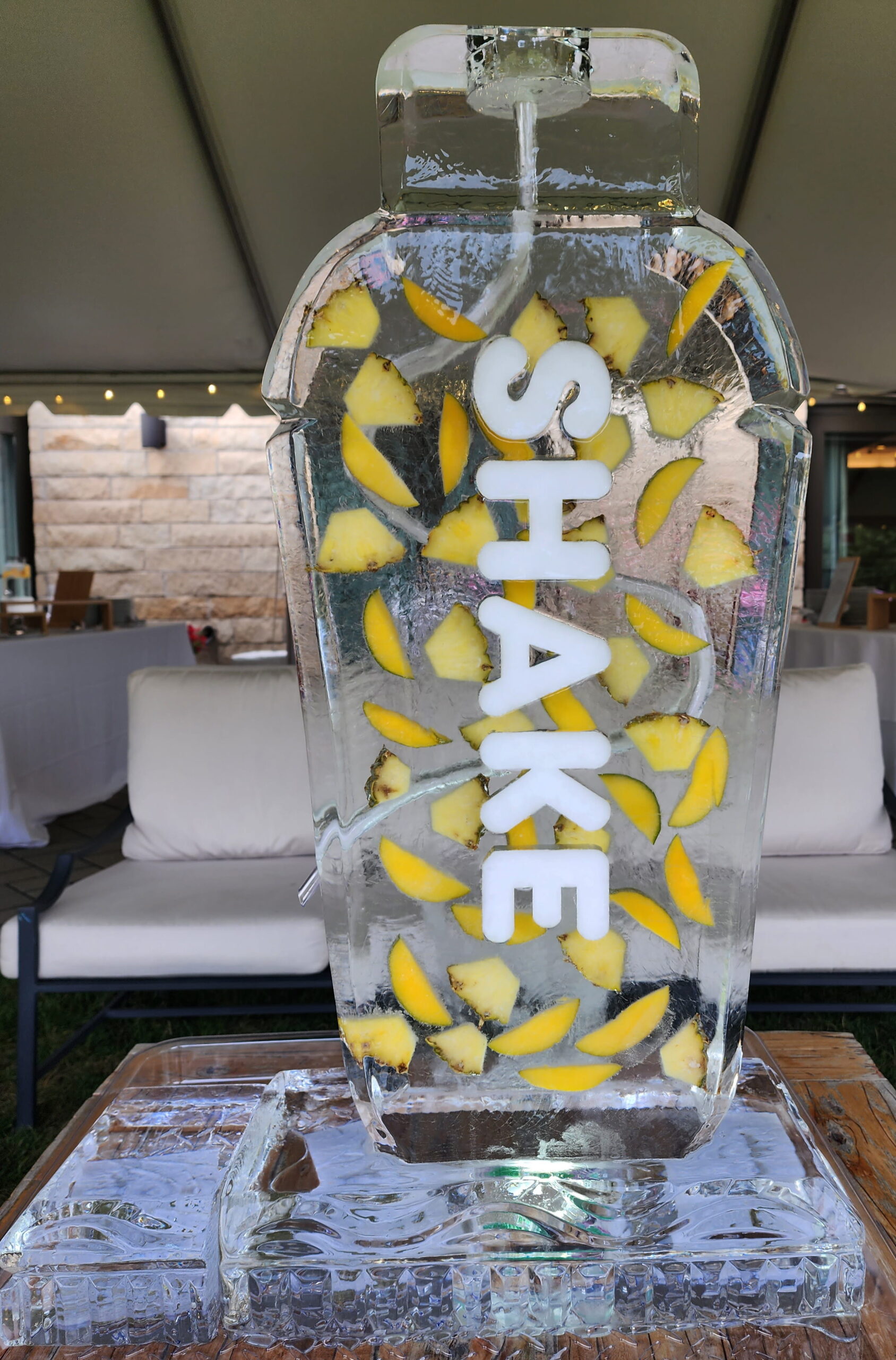 SHAKE branded custom ice sculpture