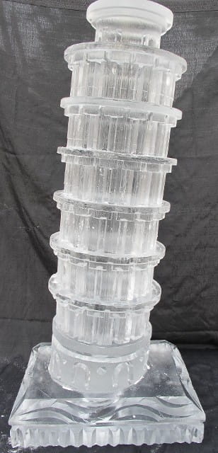 Modern stacked cylindrical ice sculpture with layered design