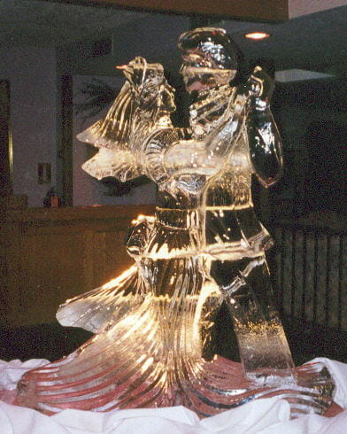 Horse ice sculpture with detailed carved craftsmanship