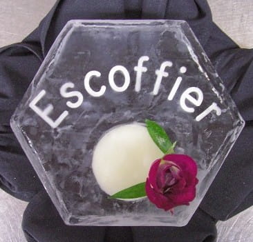 Escoffier branded ice sculpture