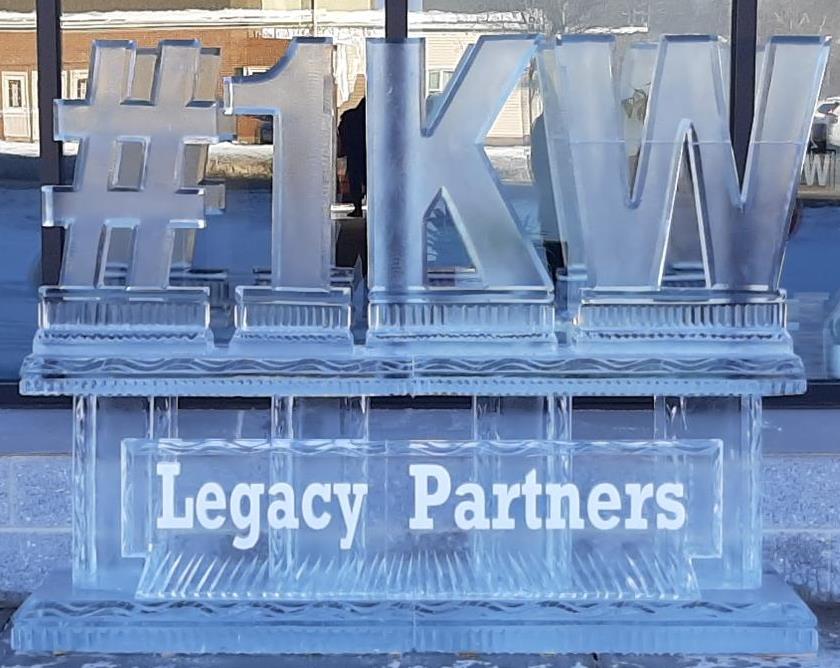 HKM logo engraved ice sculpture