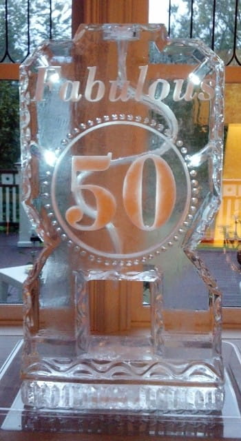 Decorative 50th anniversary ice sculpture