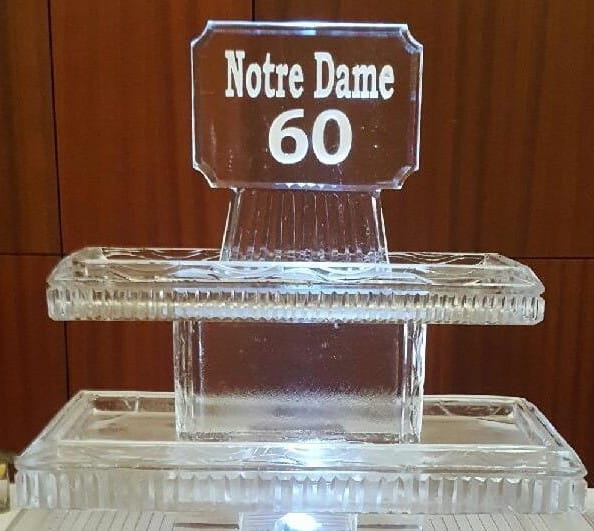 Notre Dame 60 celebration ice sculpture