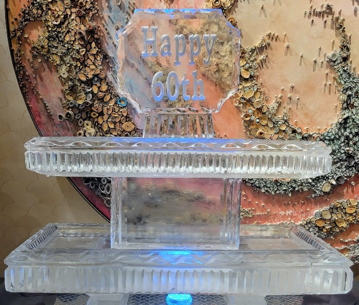 Happy 60th Birthday ice sculpture