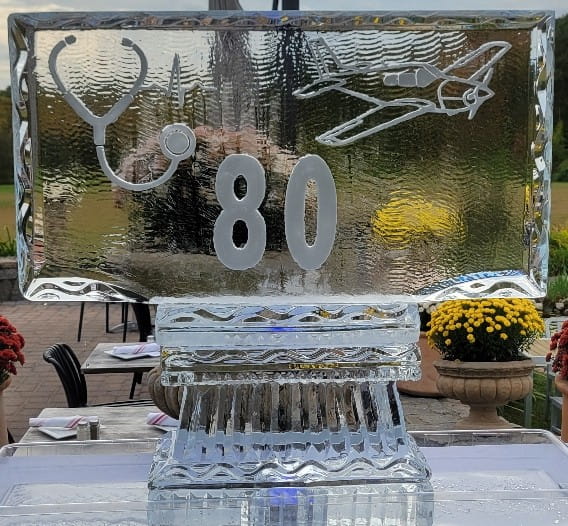 80 milestone ice sculpture centerpiece