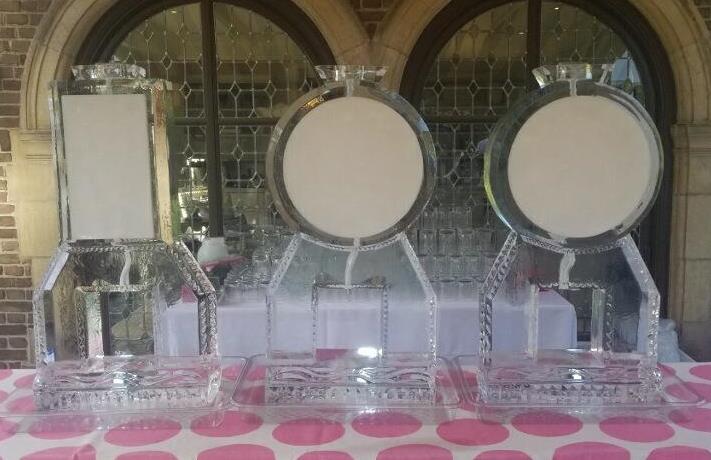 Custom anniversary ice sculpture with circular design