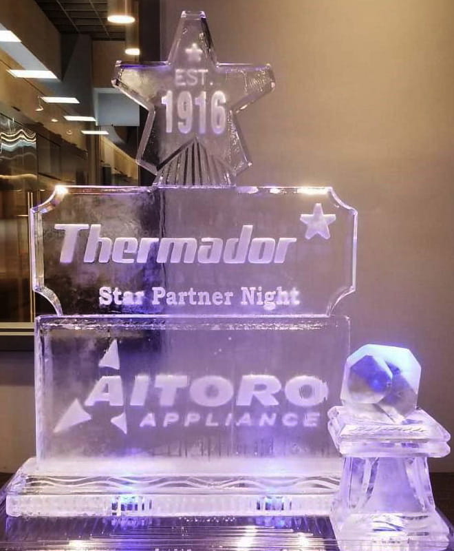 Thermador branded ice sculpture