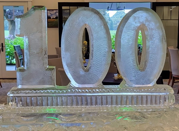 100 celebration ice sculpture