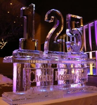 25th anniversary illuminated ice sculpture
