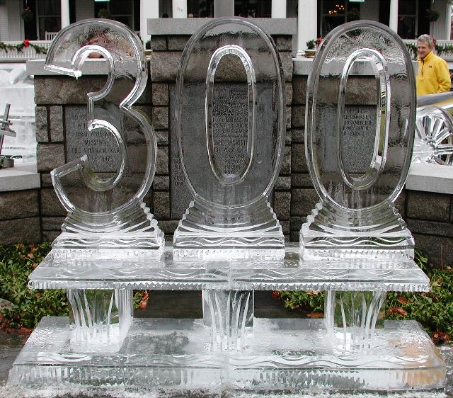 Large '300' milestone ice sculpture
