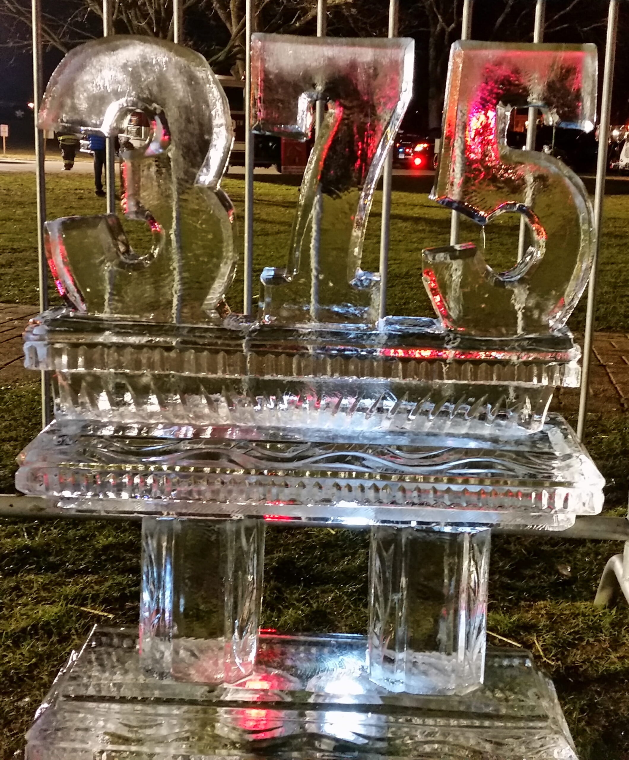Royal crown-themed ice sculpture centerpiece