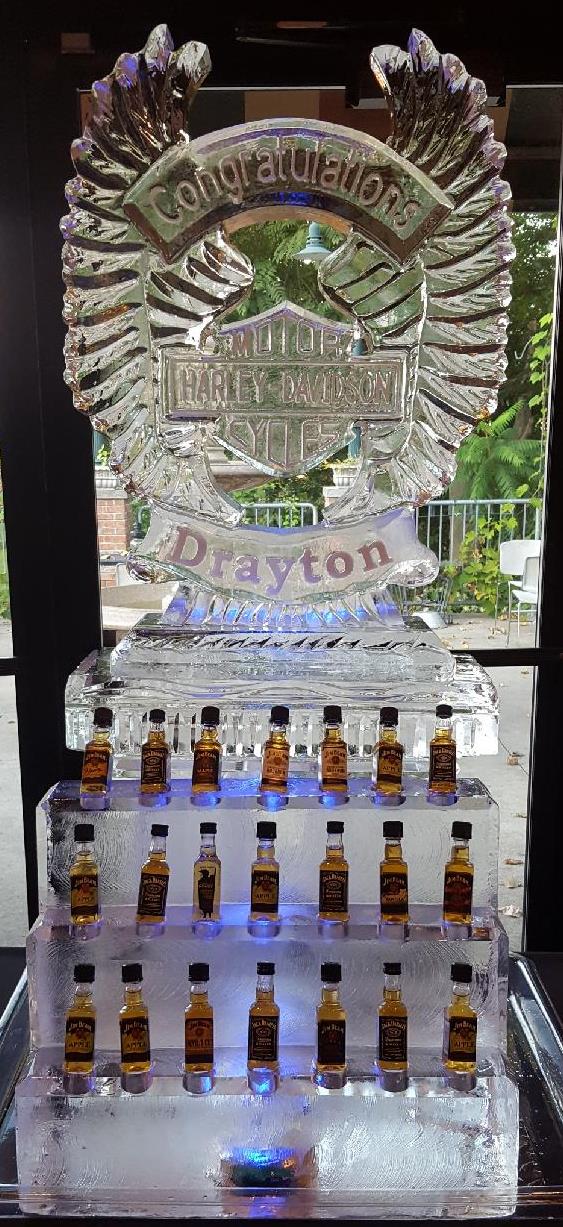 Dayton logo engraved ice sculpture