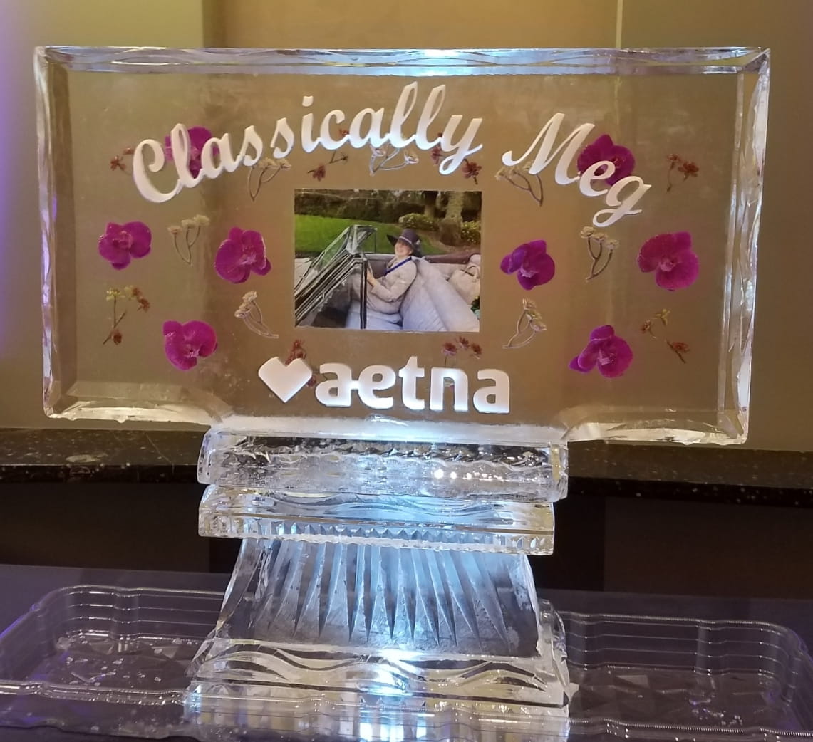 Aetna appreciation ice sculpture with heart accents