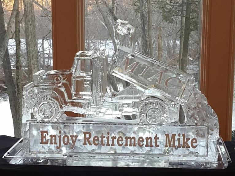 Woodland-themed custom ice sculpture display