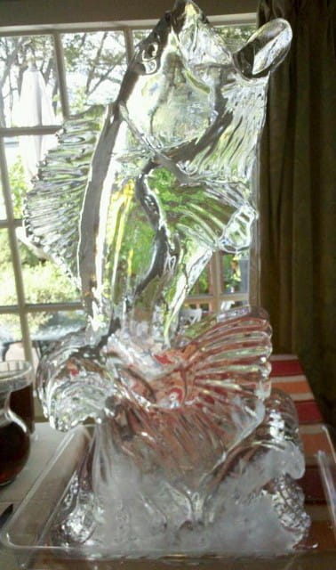 Marlin fish ice sculpture with engraved details