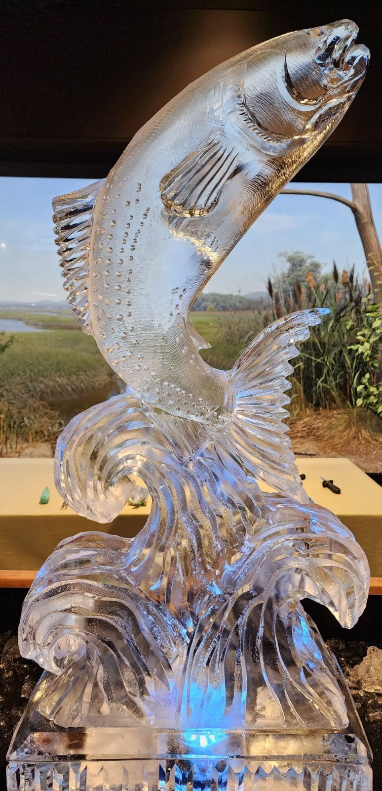 Marlin fish ice sculpture