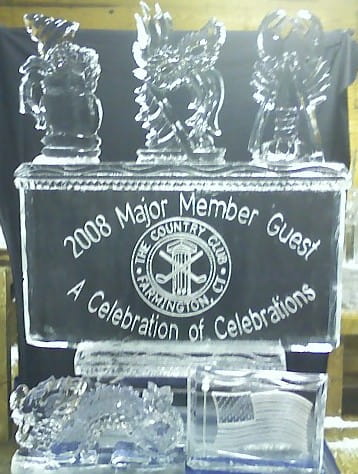 2008 Major Member Guest engraved ice sculpture
