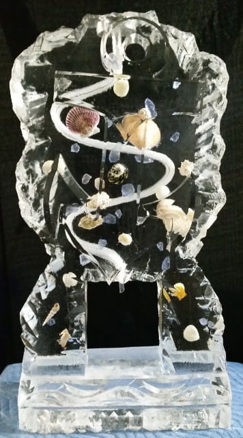 Penguin ice sculpture centerpiece