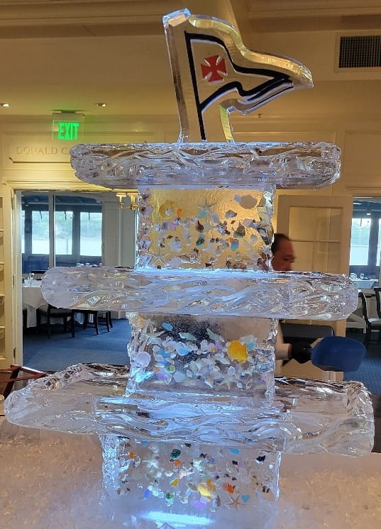 Custom ice bar with decorative carving