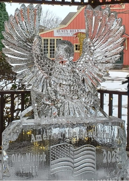 Eagle ice sculpture with spread wings