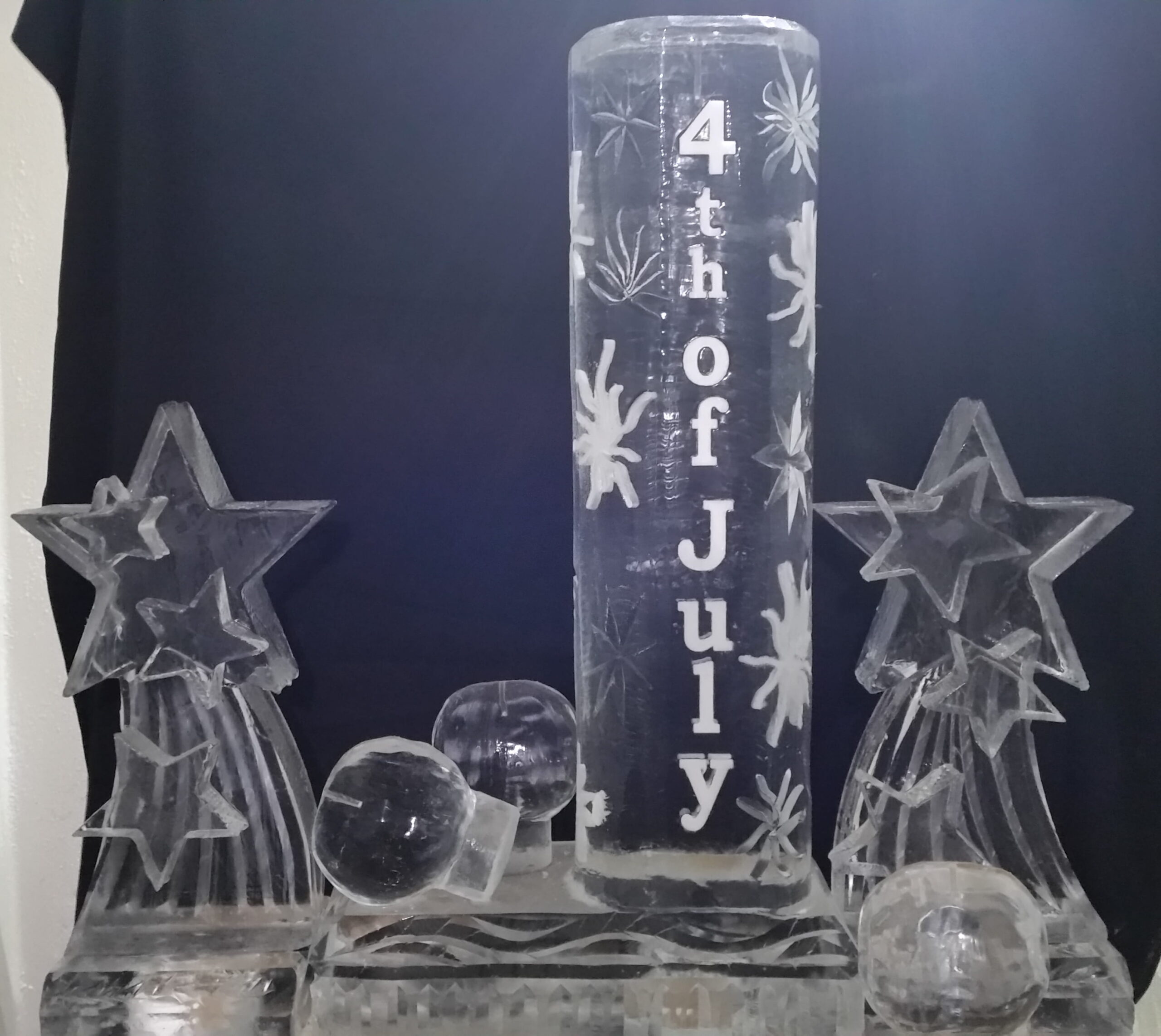 Personalized star ice sculpture with initials
