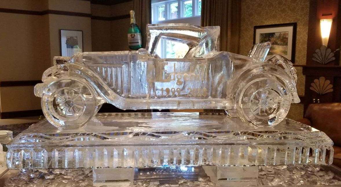 Luxury sofa ice sculpture centerpiece