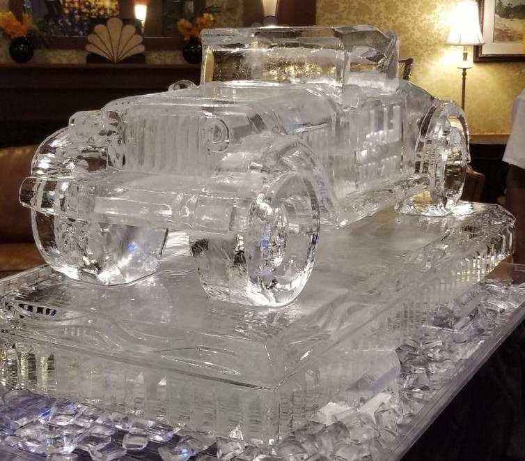 Vintage car ice sculpture